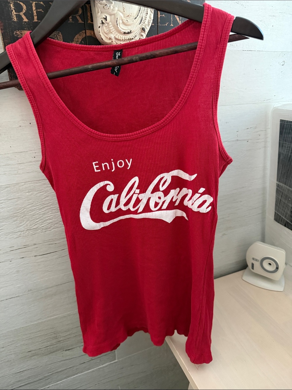 Sweet Girl Enjoy California Ribbed Red Tank Top 100% Cotton